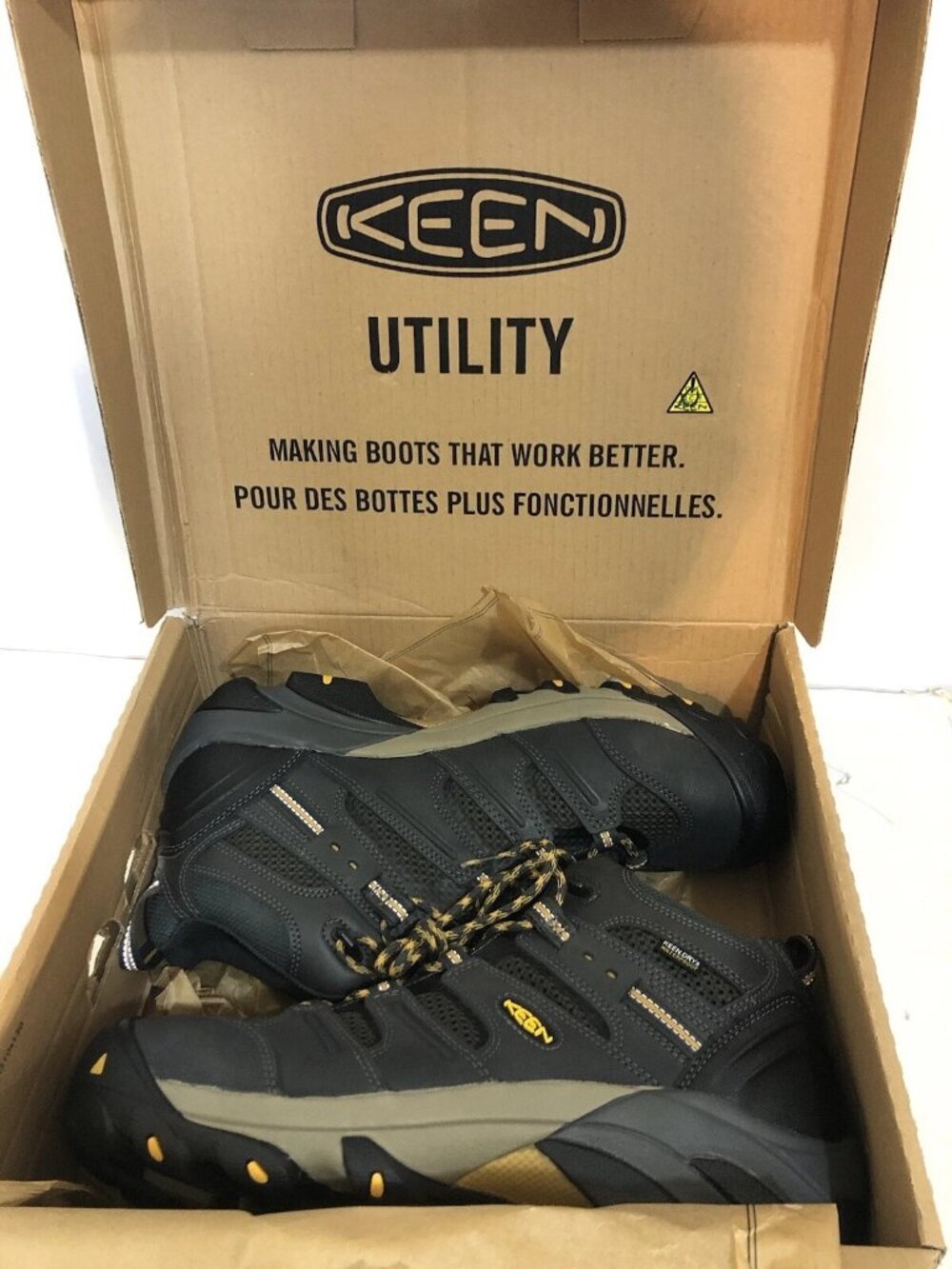 Keen Lansing Mid WP 1018079D Black Work Boots Steel Toe Size 9
